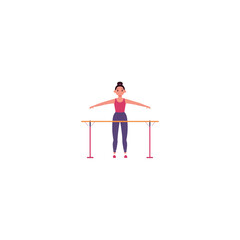 Fototapeta premium Ballet Dancer at Barre, Flat Illustration, Fitness Design Element
