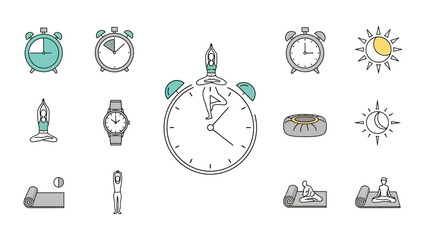 Fototapeta premium Collection of various clock icons 1.