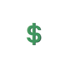 Obraz premium Isolated Green Dollar Sign on White Background, Finance Icon