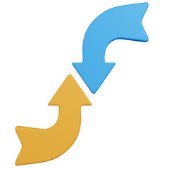3d render Encounter arrow or Dynamic Exchange Arrows Cycle Illustration