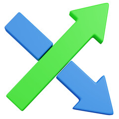 3D render Intersecting Arrows Icon for Data Exchange and Comparison icon 