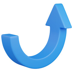3D  render Blue Curved Upward Arrow Icon