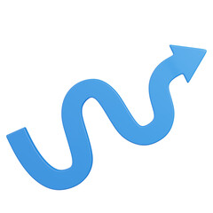 3D render  Blue Wavy Arrow Pointing Upwards icon 