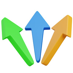 3d render Three Upward Arrows Representing Growth and Progress icon 