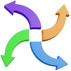 Colorful 3D render  Circular Arrows Process Flow Diagram icon 