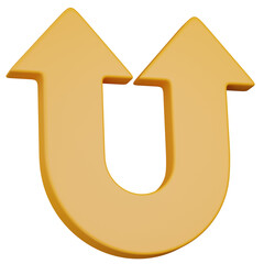 3D render  Rendered U-Turn Double Up Arrow Icon