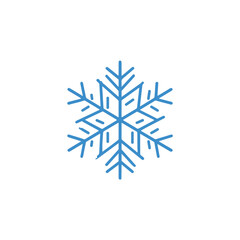 Geometric Blue Snowflake Icon on White Background