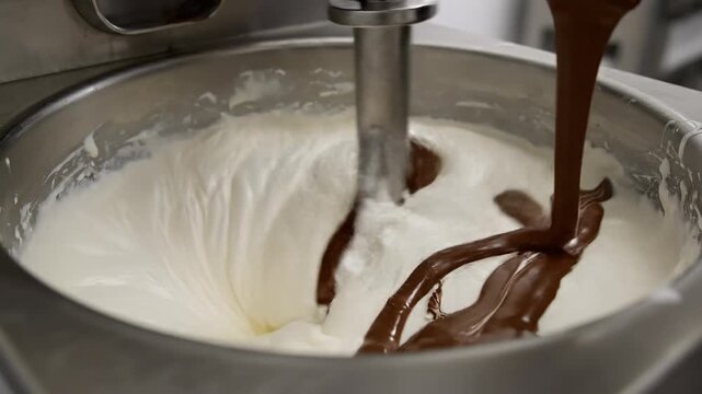Close Up of Ice Cream Mixing Machine Operating