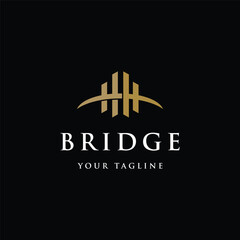 A minimalist and elegant abstract bridge construction logo with a modern concept.