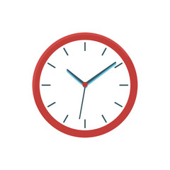 Simple Round Clock, Red, Blue, White Isolated Design