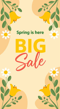 Potrait banner for promotion spring big sale, vector illustration