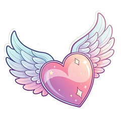 Naklejka premium pastel kawaii winged heart with sparkles