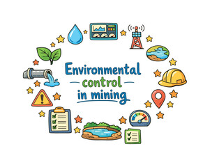 Obraz premium Environmental control in mining. Hand drawn illustration of Environmental control in mining. water droplet,