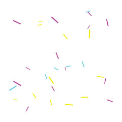 Colorful pastel confetti pieces, vector illustration for celebration or party decoration, overlay effect for banner or poster, isolated on transparent background, png