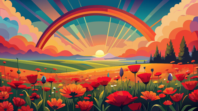 landscape with flowers