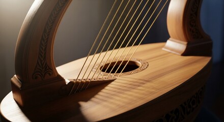Obraz premium Close-up of a Harp Instrument Strings.