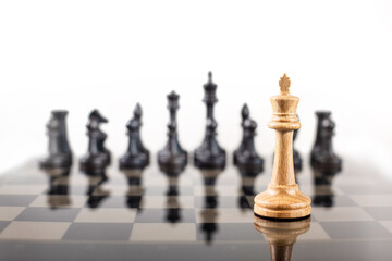 chess pieces on a chessboard on a light background
