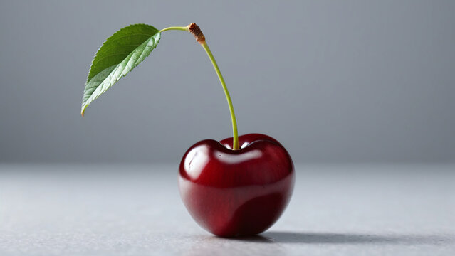 A ruby drop of summer suspended in a silent grey infinity