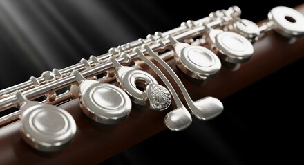 Obraz premium Closeup of Flute Keys and Body.