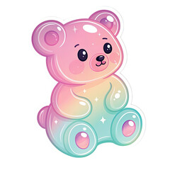 Fototapeta premium kawaii pastel teddy bear with glossy sparkles