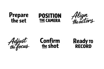 Obraz premium Film production commands: prepare, position, align, adjust, confirm, record