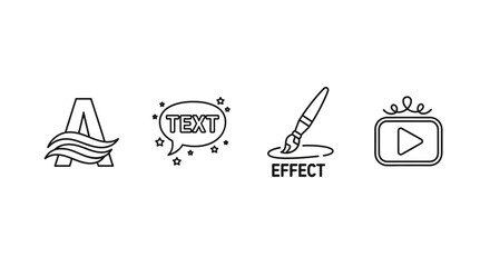 Fototapeta premium Creative Design Icons: Typography, Text, Effects, and Video Play Button