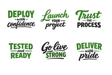 Fototapeta premium Motivational phrases for project management in green and black