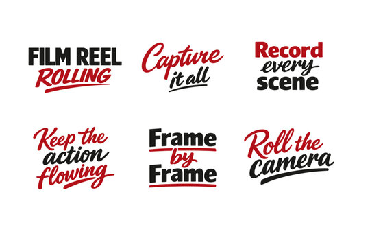 Film reel logos: capture, record, and roll with bold typography