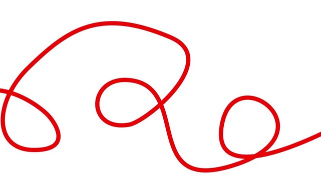 Red continuous line drawing animation. Abstract scribble stroke moving on white background. Minimalist motion design element showing a path, trail, or creative writing process.