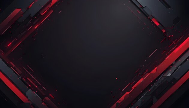 Abstract futuristic black and red gaming background with geometric esports shapes, modern vector design for game banners, sports posters, and cyber wallpapers