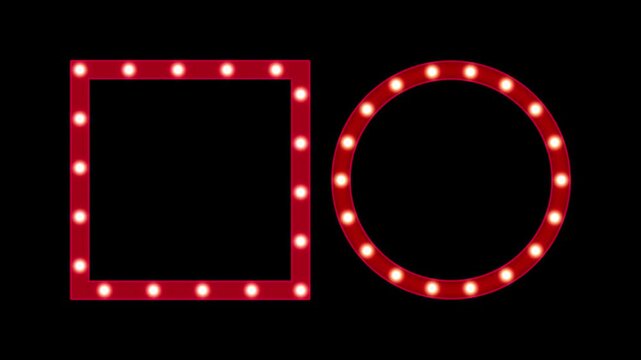 An empty frame with light bulbs around the edges. Animation of the light bulbs blinking in sequence.