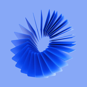 3D Blue Card Flying Rotate