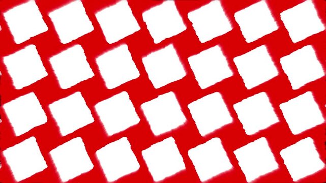Abstract red and white checkered pattern background, rough edge geometric square grid