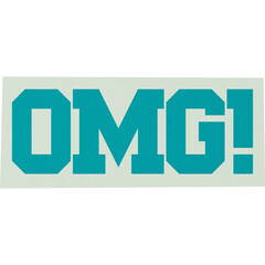 Teal OMG Acronym Typography Sticker on White
