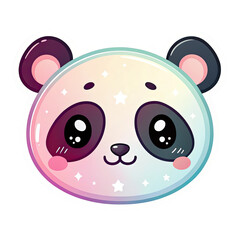 Obraz premium Cute pastel panda head with sparkling eyes isolated on white background