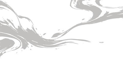 Vector illustration of a black ink splash pattern with liquid motion and floral tattoo ornaments designed as a silhouette wave on white © PIXEL