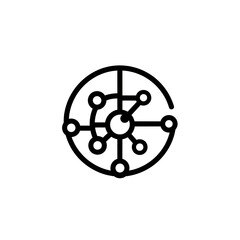 Obraz premium A black and white vector graphic depicting a circular network