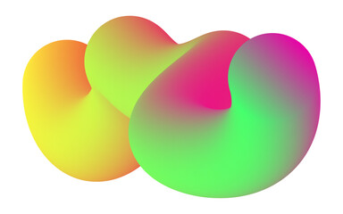 Abstract 3D Colorful Fluid Gradient Shape on White