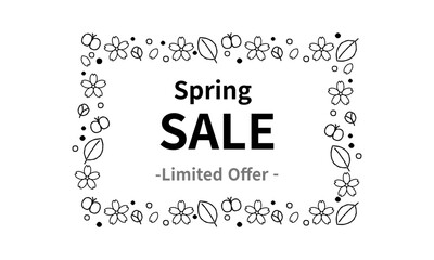 春のセール用の手描きのスクエアフレーム