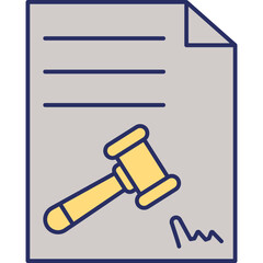 Legal Order Icon &ndash; Court Decision Document Colored Outline Symbol for Law & Justice