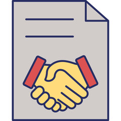 Legal Agreement Icon &ndash; Contract Document Colored Outline Symbol for Law & Compliance