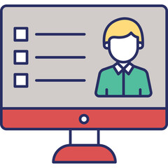 Online Biodata Icon &ndash; Digital Personal Profile Colored Outline Symbol for Legal & Identity Verification