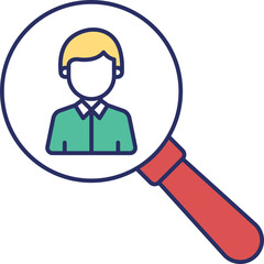 Person Search Icon &ndash; User Investigation Colored Outline Symbol for Security & Law Enforcement