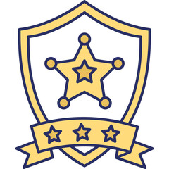 Police Badge Icon &ndash; Law Enforcement Shield Colored Outline Symbol for Security & Justice