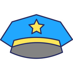 Free Police Cap Icon &ndash; Law Enforcement Hat Colored Outline Symbol for Security & Justice