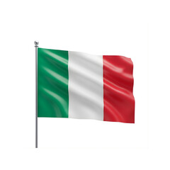Obraz premium Italian Flag Waving on Flagpole Isolated on White Background 3D Render
