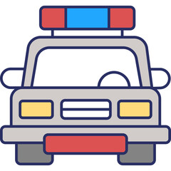 Police Car Icon &ndash; Law Enforcement Vehicle Colored Outline Symbol for Security & Justice