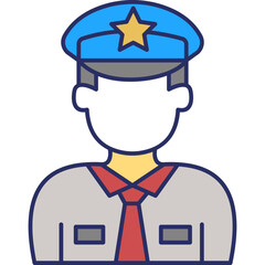 Policeman Icon &ndash; Law Enforcement Officer Colored Outline Symbol for Security & Justice