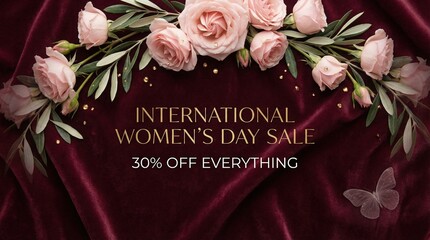 Elegant floral arrangement for International Women's Day sale promotion  