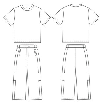 oversized t-shirt and baggy trouser pant pants tech pack vector design